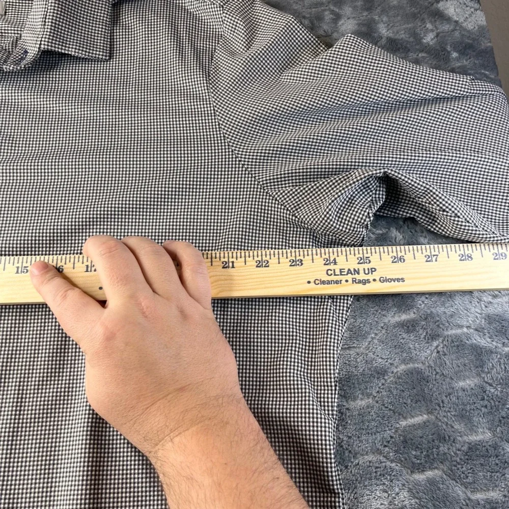 Mizzen+Main Spinnaker Performance Shirt Mens XL Standard Fit Gingham Black White - Picture 5 of 8